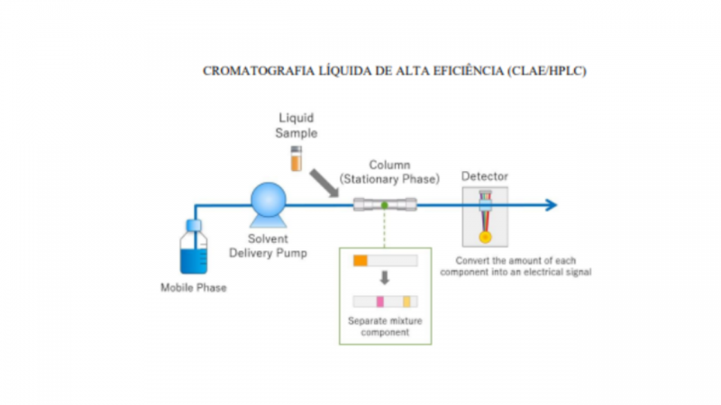 Modelo ilustrativo de Cromatografia Líquida de Alta Eficiência (CLAE/HLPC)