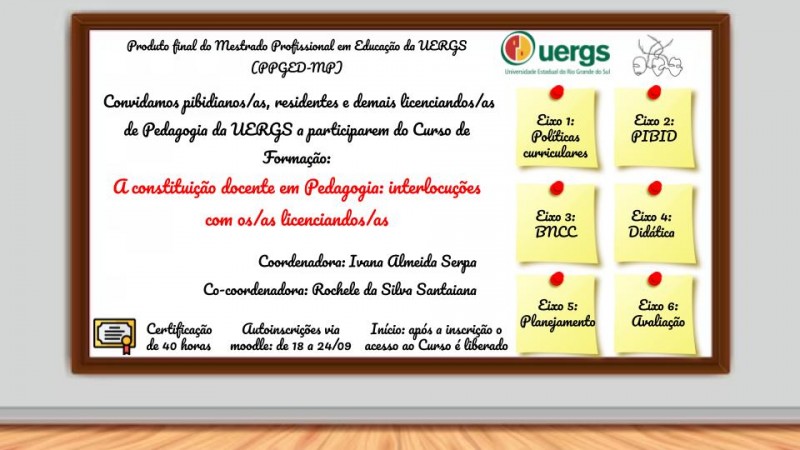 Informações sobre a ação de extensão A Constituição Docente em Pedagogia: Interlocuções com os/as Licenciandos/as.