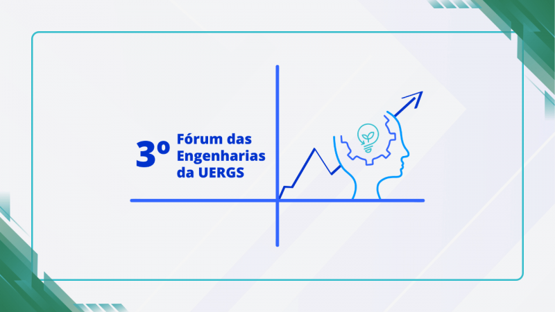 Centralizado, identidade do evento. Sobre fundo cinza claro, duas retas perpendiculares, as quais formam um &acirc;ngulo de 90&ordm;. Essas retas separam &agrave; esquerda o nome do evento e &agrave; direita um s&iacute;mbolo composto por uma seta ascendente que passa por tr&aacute;s de uma cabe&ccedil;a humana, que tem uma engrenagem e ema l&acirc;mpada dentro.